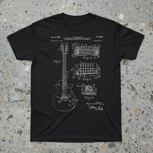 Vintage Guitar Patent Blueprint T-Shirt – Retro Electric Guitar Diagram Tee